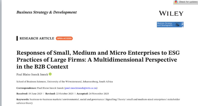 Responses of Small, Medium and Micro Enterprises to ESG Practices of Large Firms: A Multidimensional Perspective in the B2B Context